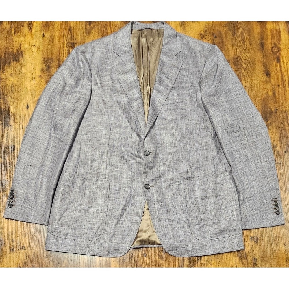 Canali Kei Men 40 58 Wool Silk Linen Sport Coat Blazer Light Gray Italy